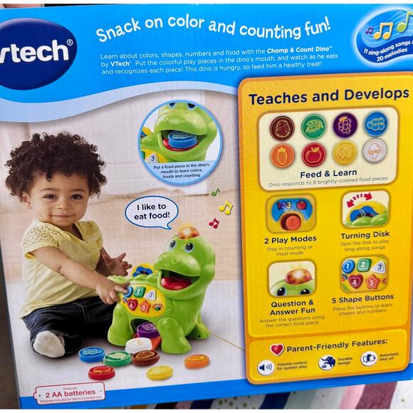 VTech Chomp and Count Dino, Green - Picture 3 of 9